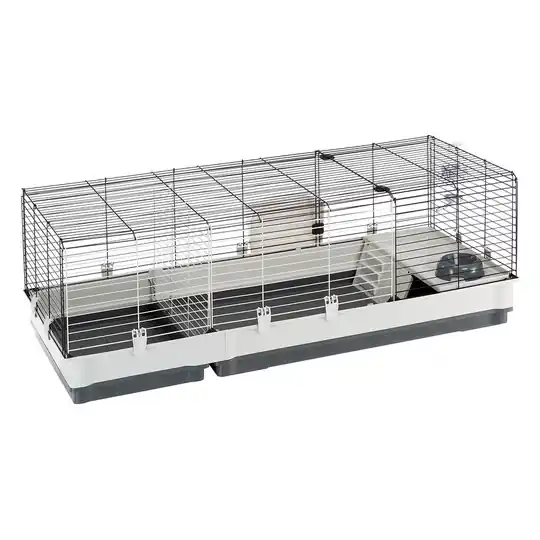 Begränsad tid Ferplast Plaza 140 smådjursbur - Sparset bur + trähus (L 42 x B 60 x H 50 cm)