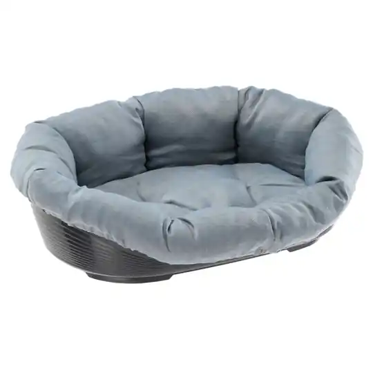Endast idag Ferplast Siesta Deluxe svart med överdrag Sofà - Tweed blå - Set stl. 8 L 85 x B 62 x H 28,5 cm