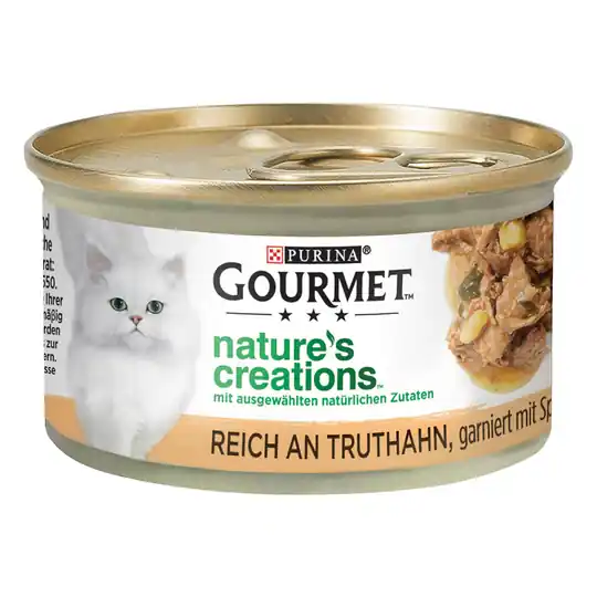 Gourmet Nature‘s Creations 12 x 85 g - Kalkon med spenat & palsternacka Rabatt