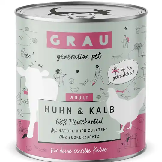 GRAU Adult Grain Free 6 x 800 g - Kyckling & kalv prisnedsättning