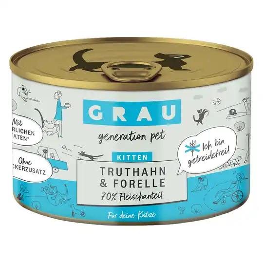 GRAU Kitten Grain Free 6 x 200 g - Kalkon & öring Begränsad tid