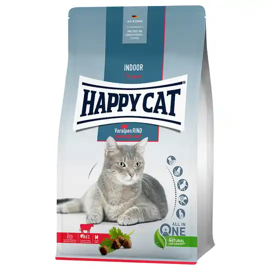 Happy Cat Indoor Bavarian Beef - Ekonomipack 2 x 4 kg Kampanj