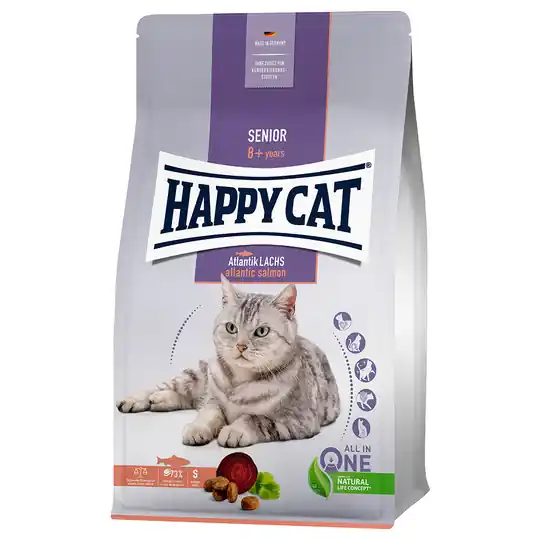 Happy Cat Senior Atlantic Salmon - Ekonomipack 2 x 4 kg Rabatter