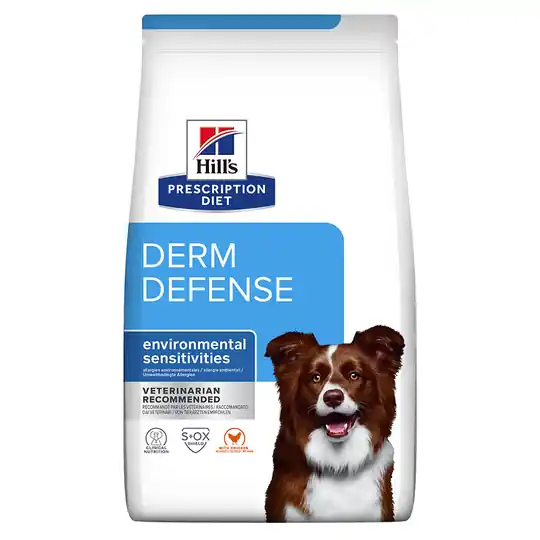 Köp online Hill‘s Prescription Diet Derm Defense Chicken hundfoder - Ekonomipack 2 x 4 kg
