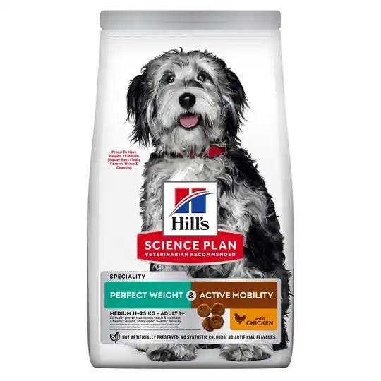 Hill‘s Science Plan Adult Perfect Weight & Active Mobility Medium Chicken - 12 kg Säker betalning