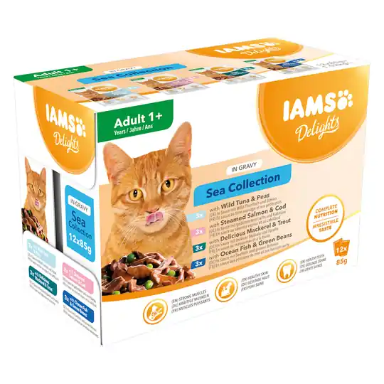 IAMS Delights Adult i sås 12 / 24 x 85 g - Sea Mix 24 x 85 g Populärt val