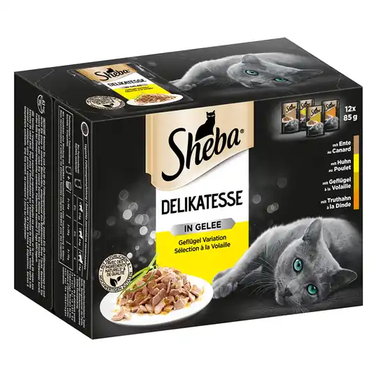 Jumbopack Sheba Variations 96 x 85 g portionspåsar - Delicatesse in Jelly Fågelkött Snabb frakt