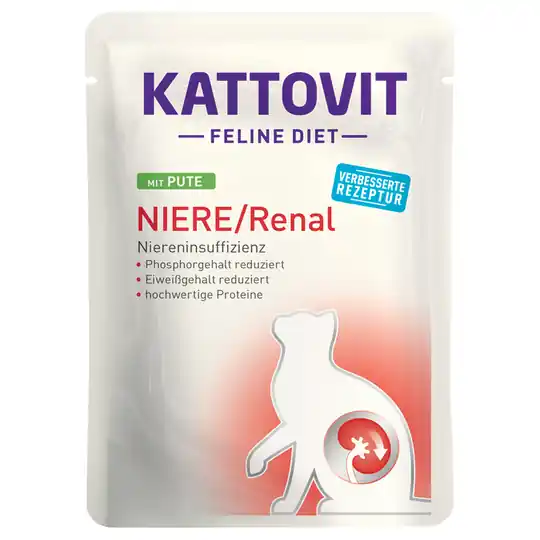Endast denna vecka Kattovit Feline Renal Pouch 24 x 85 g - Kalkon