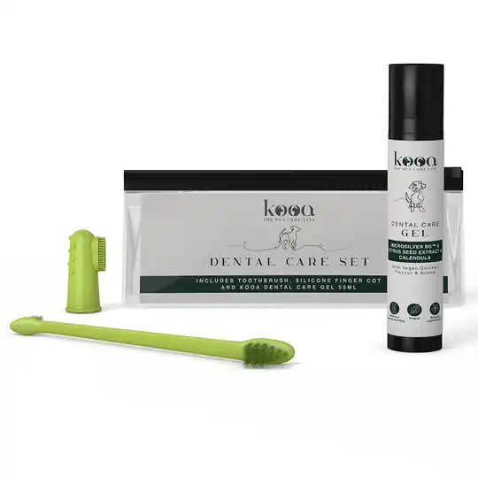kooa Dental Care Set - Tandborste, fingerborste av silikon och tandgel (50 ml) Kampanjpris