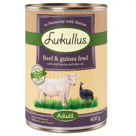 Reapris Lukullus Naturkost Adult Grain Free 6 x 400 g - Nötkött & pärlhöns