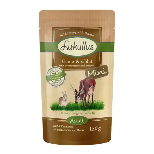 Erbjudandepris Lukullus Naturkost Adult Mini Grain Free 6 x 150 g - Vilt & kanin