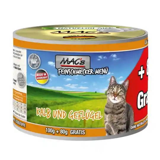 Snabb leverans MAC‘s Cat Gourmet 6 x 180 g Kalv & fjäderfä