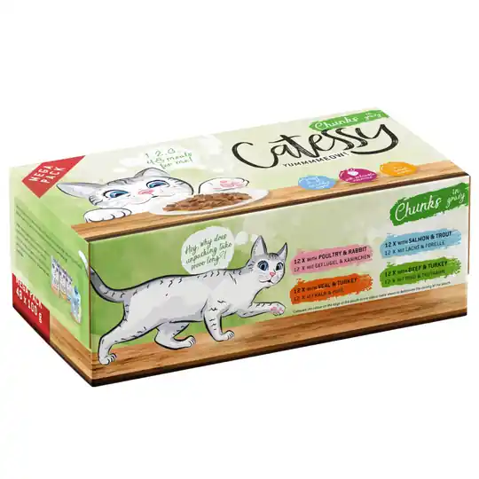 Endast denna vecka Mega Mixpack Catessy bitar i sås - 48 x 100 g
