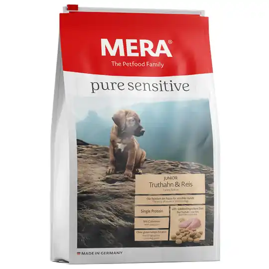 Lågt pris MERA pure sensitive Junior Kalkon & ris - 12,5 kg