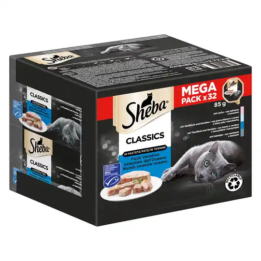 Multipack Sheba Varieties portionsform 32 x 85 g - Classics in Paté Nyhet