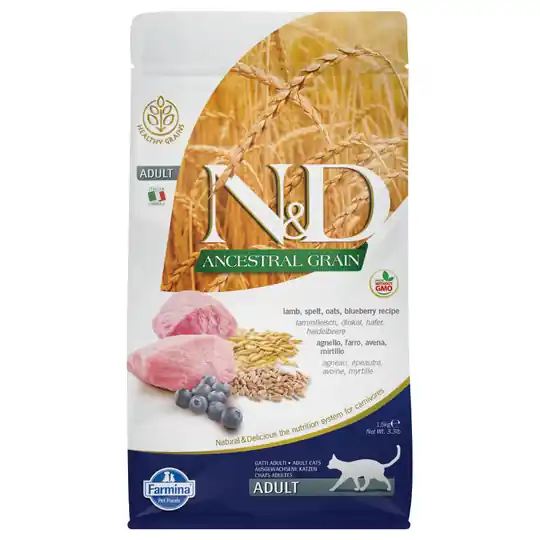 N&D Cat Low Ancestral Grain - Lamm & blåbär - 5 kg Erbjudandepris
