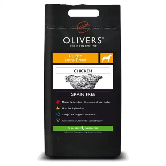 Sänkt pris Olivers Large Breed Start Grain Free Chicken - 12 kg
