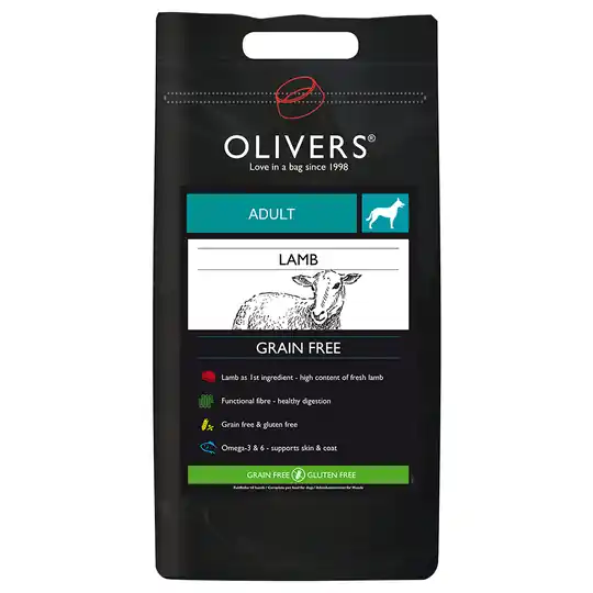 Beställ nu Olivers Medium Breed Grain Free Lamb - 12 kg
