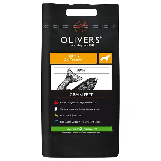 Fynd Olivers Puppy All Breeds Grain Free Fish - Ekonomipack 2 x 12 kg