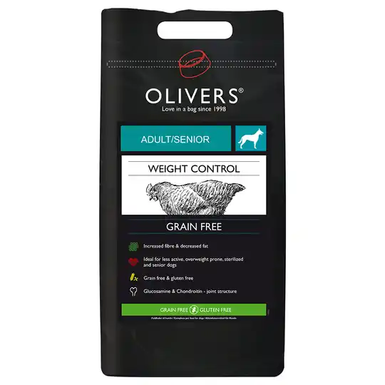Erbjudandepris Olivers Weight Control Medium Breed Grain Free - Ekonomipack 2 x 12 kg
