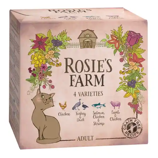 Provpack Rosie‘s Farm Adult 4 x 100 g - Blandpack (4 sorter) Billig