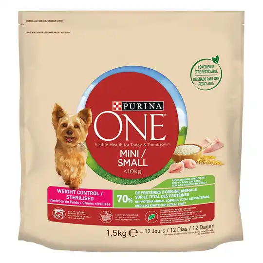Purina One Mini Weight Control / Sterilised Turkey & Rice - 9 kg (6 x 1,5 kg) Beställ nu