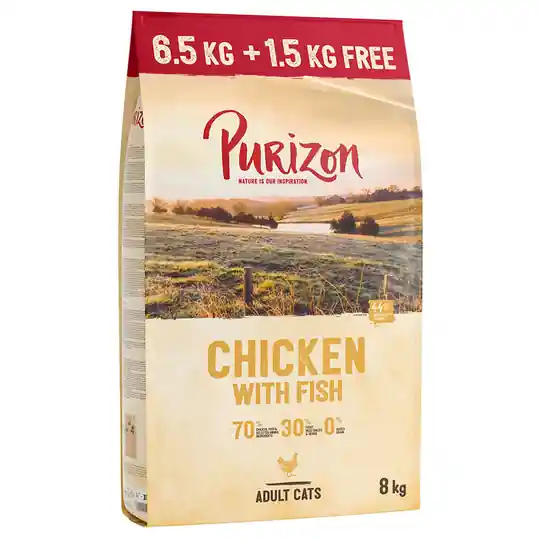 Trygg betalning Purizon Adult Chicken & Fish - 6,5 + 1,5 kg på köpet!