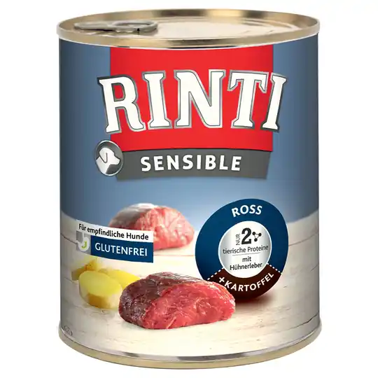 Sista chansen RINTI Sensible 6 x 800 g - Häst, kycklinglever & potatis
