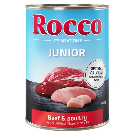 Rocco Junior 12 x 400 g - Fjäderfä & nötkött Nyhet