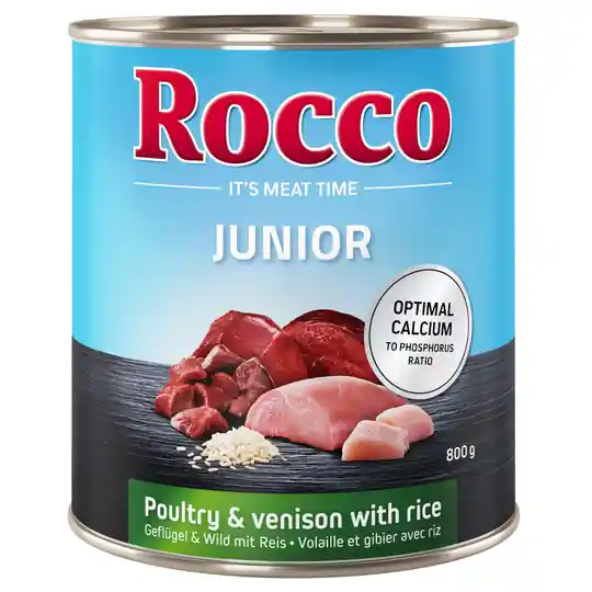 Sista chansen Rocco Junior 6 x 800 g - Fjäderfä, vilt & ris