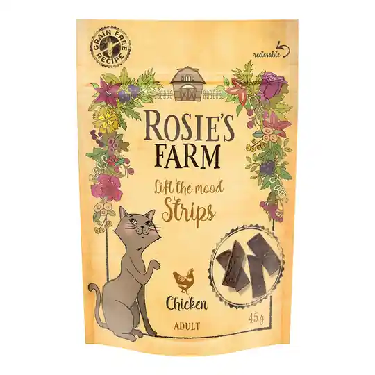 Nedsatt pris Rosie‘s Farm Snack "Strips" Chicken - Ekonomipack 3 x 45 g