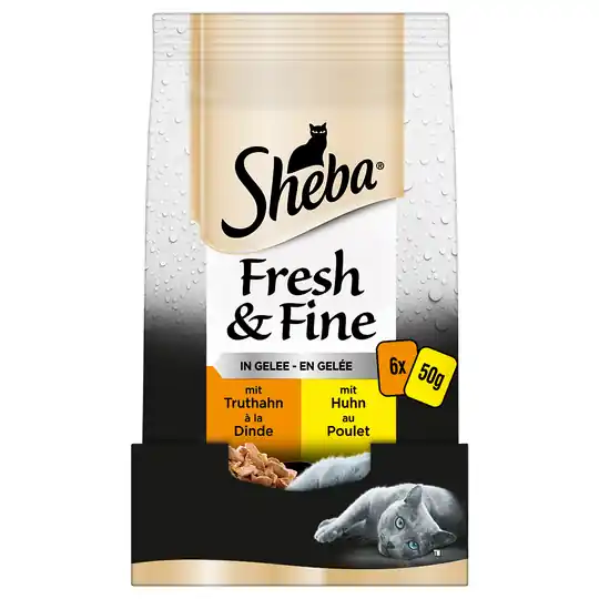 Premium Sheba Fresh & Fine 6 x 50 g - Kalkon + Kyckling i gelé