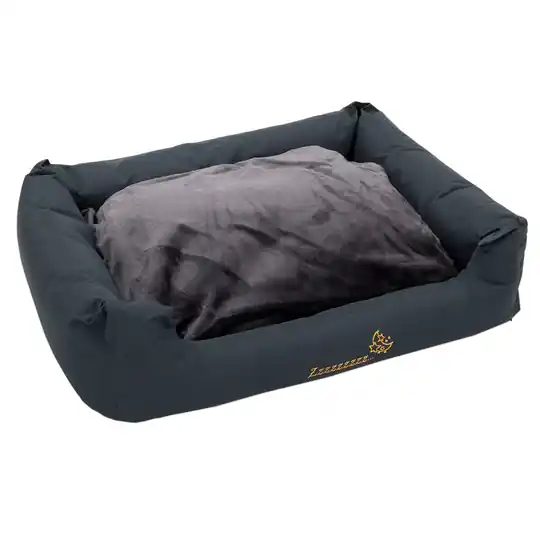 Säker betalning Sleepy Time Grey hundsäng med kudde - B 120 x D 95 x H 30 cm