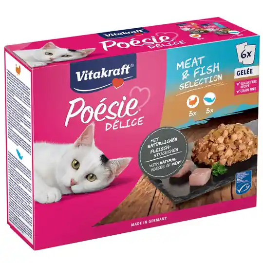 Populär Vitakraft Poésie DéliSauce Pouch blandpack 6 x 85 g Meat & Fish Selection