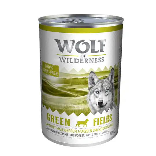 Kundfavorit Wolf of Wilderness 6 x 400 g - Green Fields - Lamb