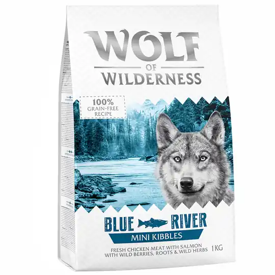 Wolf of Wilderness Mini Blue River - Salmon 5 x 1 kg Extra rabatt
