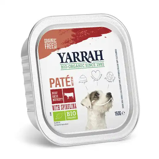 Yarrah Organic Paté - Eko-nötkött med eko-spirulina 12 x 150 g Köp online