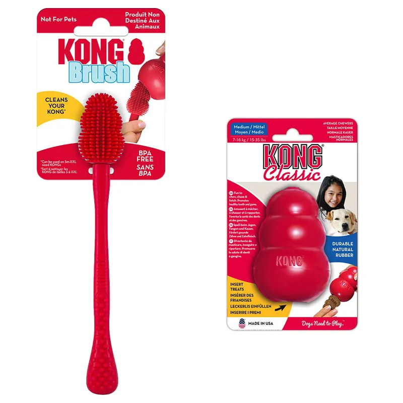 Sparset KONG Classic + KONG rengöringsborste - KONG Classic M (8,5 cm) + rengöringsborste S-XXL Köp online