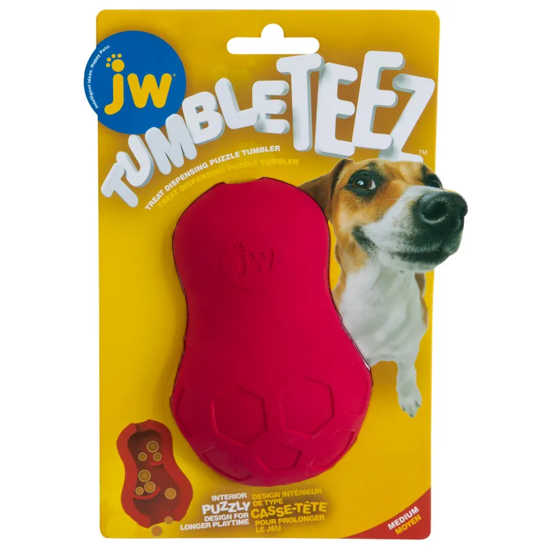 Sista chansen JW Tumble Teez Treat Toy - Stl. M, röd