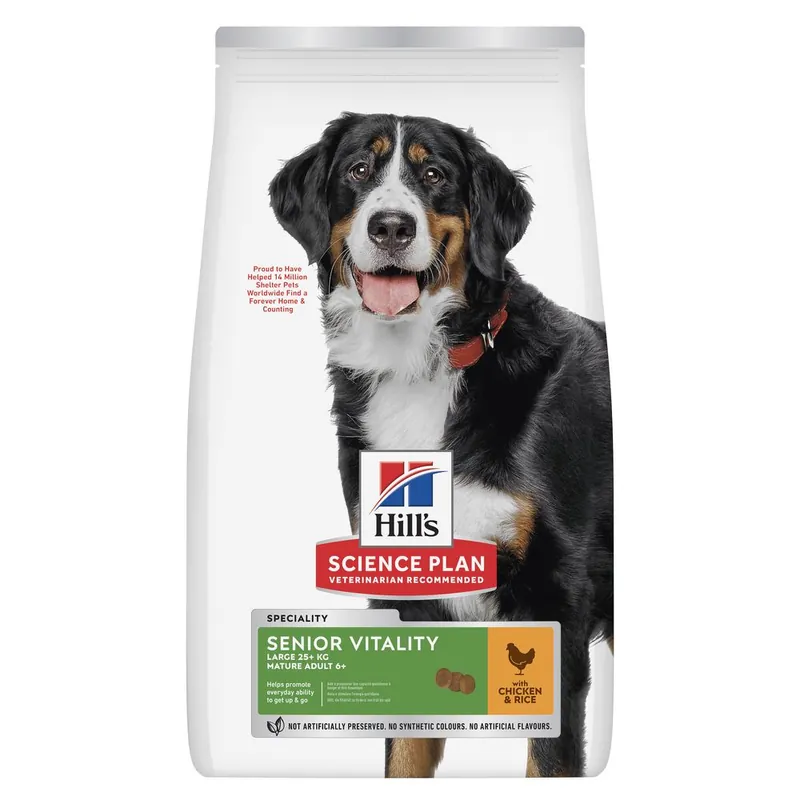 Begränsat antal Hill‘s Science Plan Senior Vitality Mature Adult 6+ Large Chicken - 14 kg