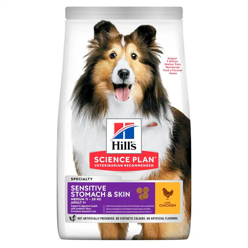 Adult Sensitive Stomach & Skin Medium Hundfoder med kyckling - 14 kg Nedsatt pris