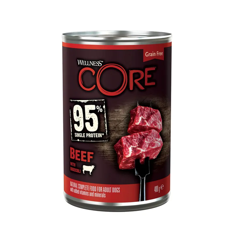 Extra rabatt CORE Dog 95 Beef & Broccoli 400 g
