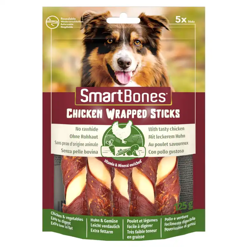 Handla nu SmartBones Wrapped Sticks med kyckling - Ekonomipack 2 x 5 stycken