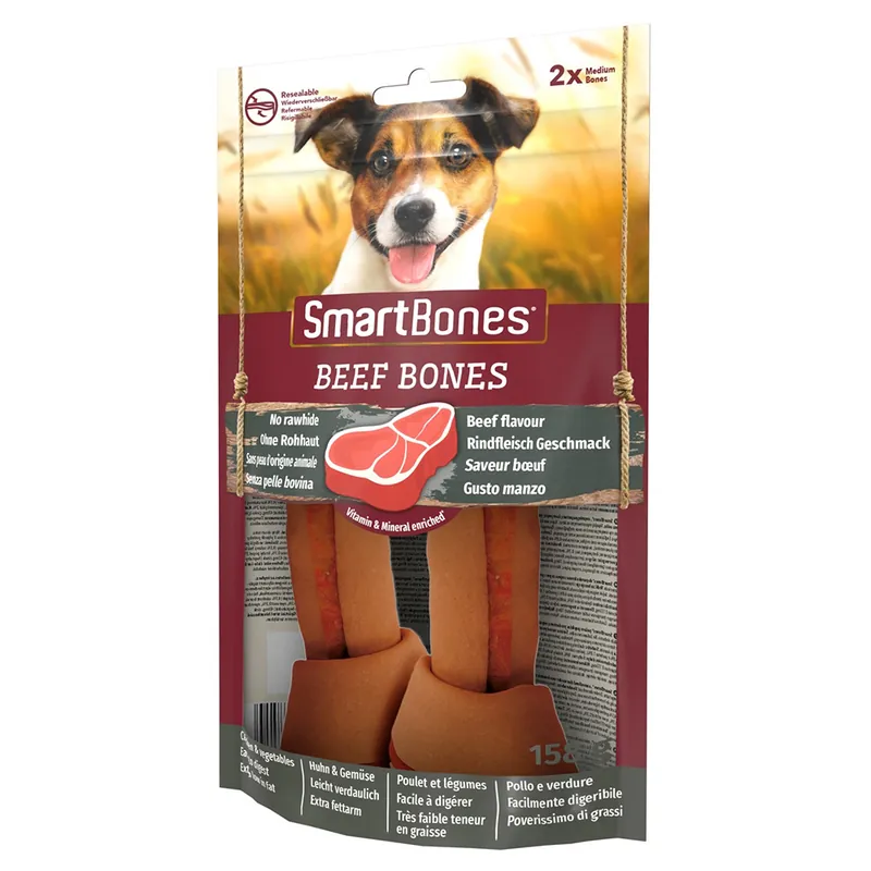 SmartBones Beef Bones med nötkött, för medelstora hundar - 2 st Trygg betalning
