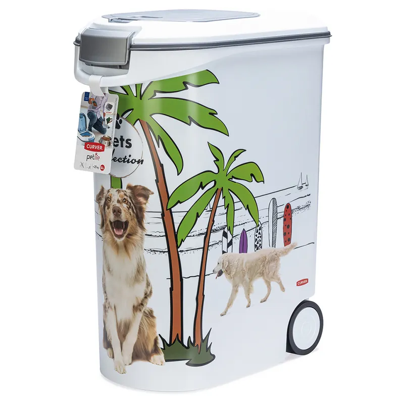 Curver fodertunna för hund - Palmdesign upp till 20 kg torrfoder (54 liter) Kampanj