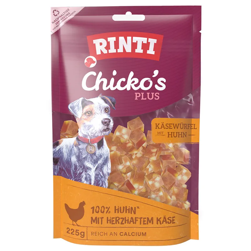 Köp online RINTI Chicko‘s Plus ost- och kycklingtärningar 225 g