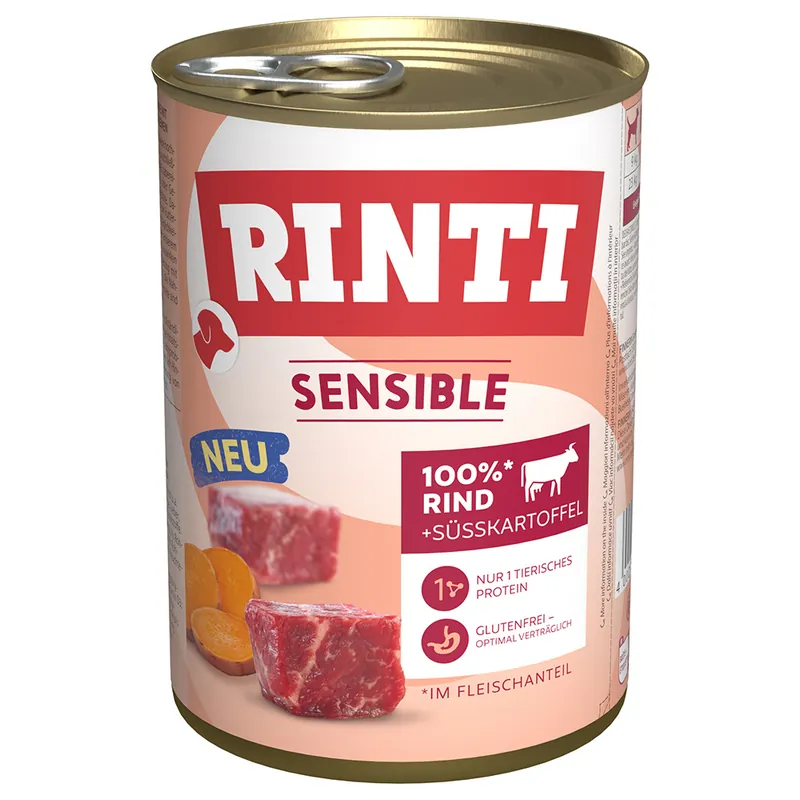 Begränsad tid Ekonomipack RINTI Sensible 24 x 400 g - Nötkött & sötpotatis