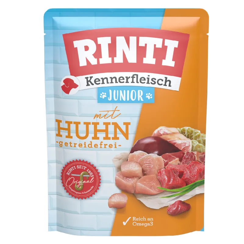 Begränsad tid Ekonomipack RINTI Kennerfleisch Pouches 20 x 400 g - Junior Kyckling