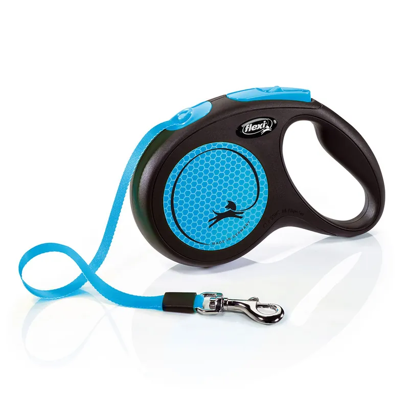 flexi New Neon bandkoppel blått, 5 m - M upp till 25 kg Lågt pris