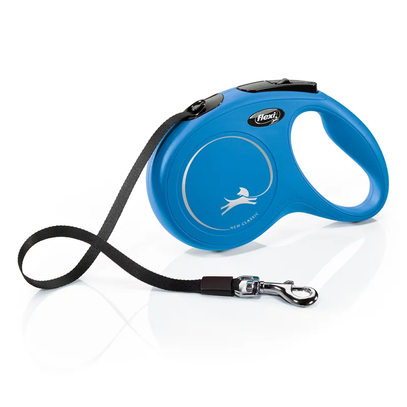 flexi New Classic M 5 m bandkoppel, blått - Koppel 5 m lång I lager